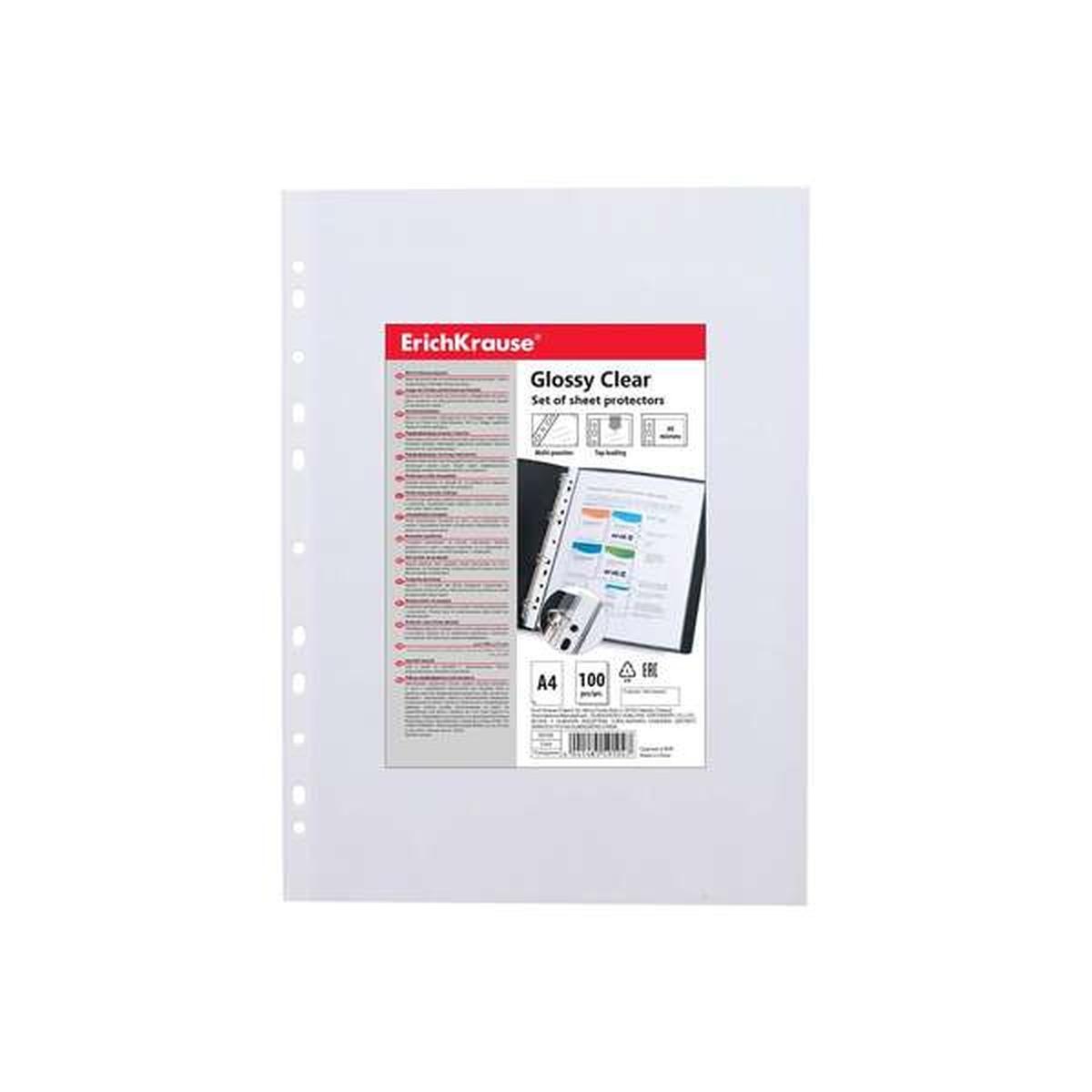 Buste Portalistino A4 | 100 buste | 60 micron | 11 fori | Finitura Lucida | Trasparente