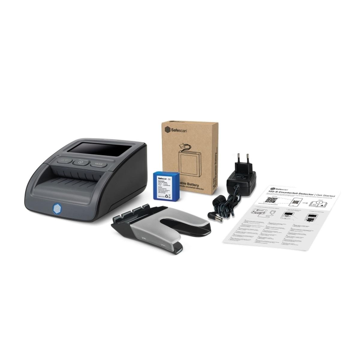 Rilevatore di banconote false Safescan 155-S - Rilevatore automatico di banconote false - Batteria e impilatore inclusi - Controlla, conta e impila