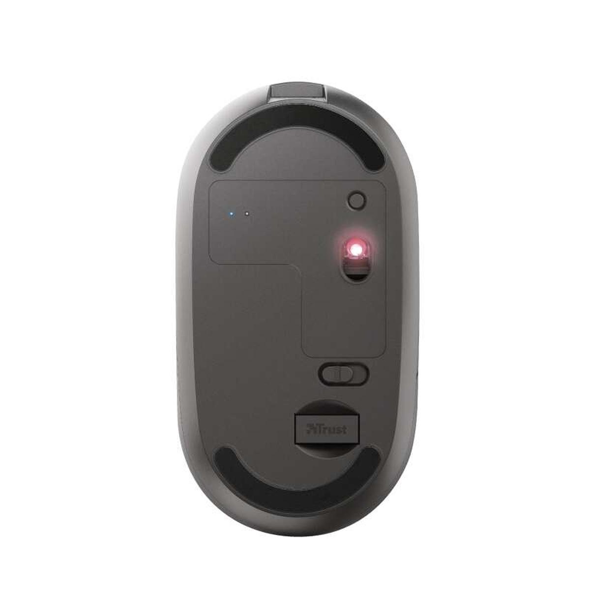 Mouse wireless ricaricabile Trust Puck 1600 dpi - 3 pulsanti silenziosi - Ultra sottile - Utilizzo ambidestro - Nero