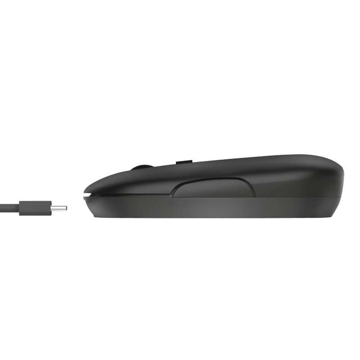 Mouse wireless ricaricabile Trust Puck 1600 dpi - 3 pulsanti silenziosi - Ultra sottile - Utilizzo ambidestro - Nero