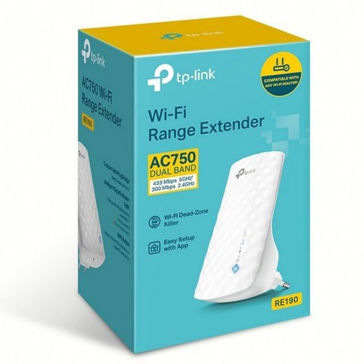 TP-Link RE190 AC750 Extender di copertura WiFi Dual Band - WPS - Indicatori LED - Fino a 185 m2