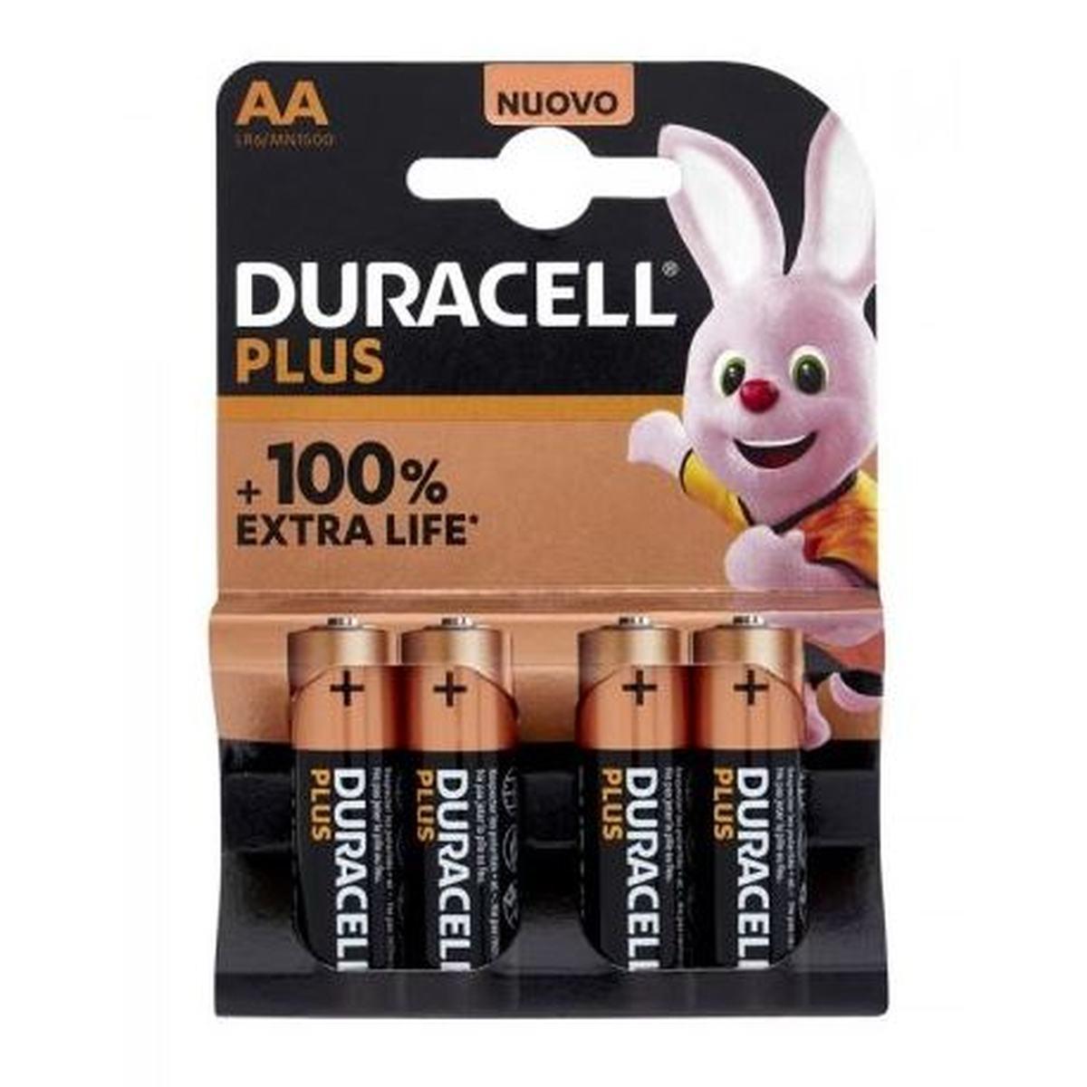 Pile Duracell LR6 Stilo AA 4x1,5v Alcaline MN1500 Plus