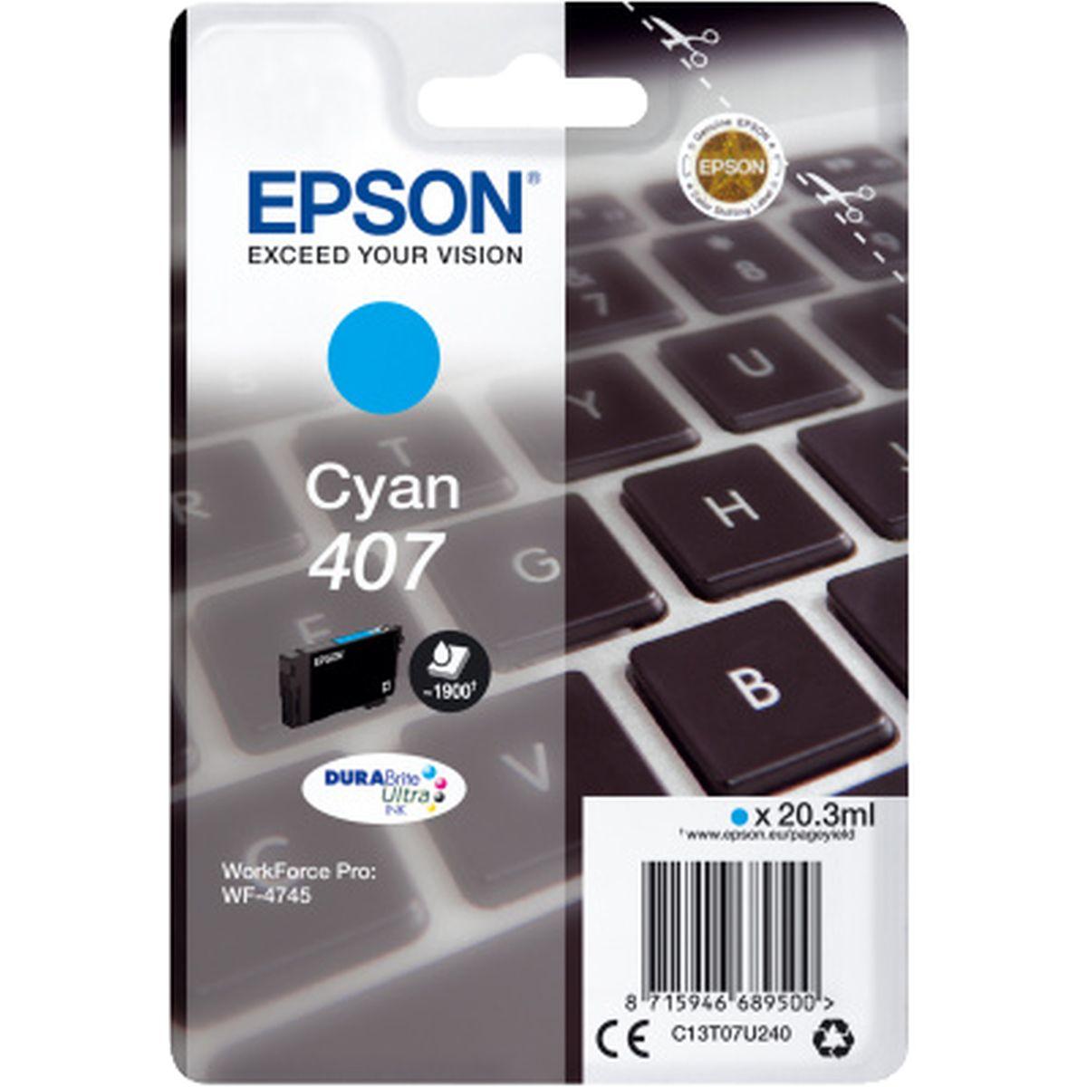 Cartuccia Originale (C13T07U240, 407) EPSON WF-4745 (1,9K) CIANO