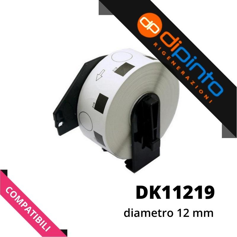 Etichette Compatibili per BROTHER P-Touch (DK-11219) (12mm) (1200pz) tonde