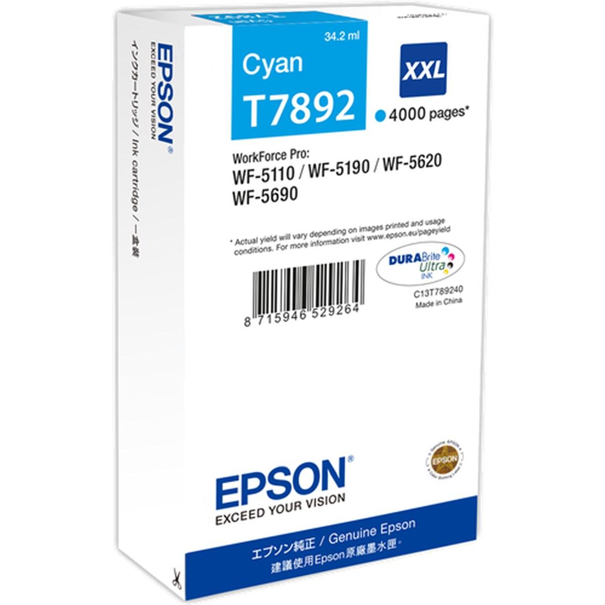 Cartuccia Originale Epson (T7892) WorkForce Pro WF5620DWF | 34ml | CIANO