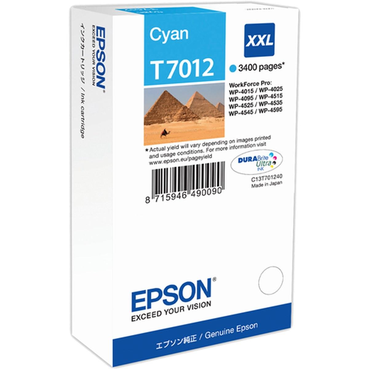 Cartuccia Originale Epson (T7012) WorkForce Pro WP4015DN - CIANO XXL