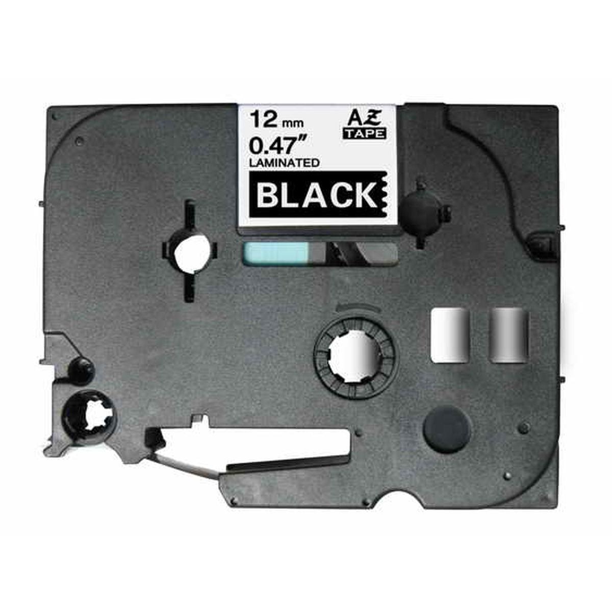 Nastro Compatibile Laminato Bianco su Nero (12mm X 8m) per BROTHER TZe-335