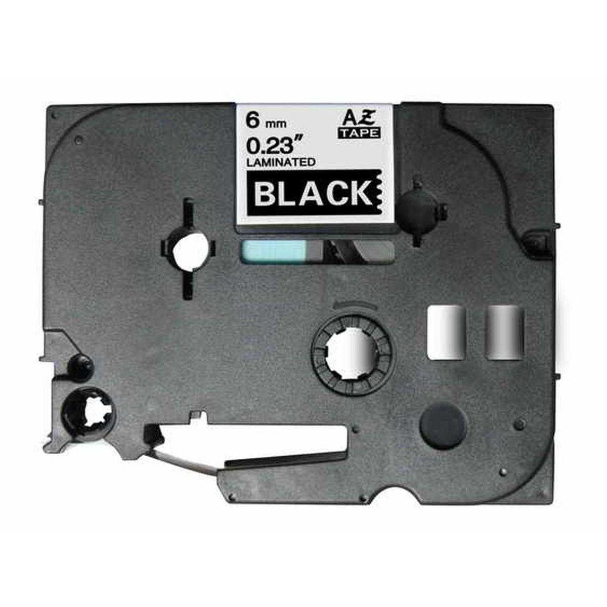 Nastro Compatibile Laminato Bianco su Nero (6mm X 8m) per BROTHER TZe-315