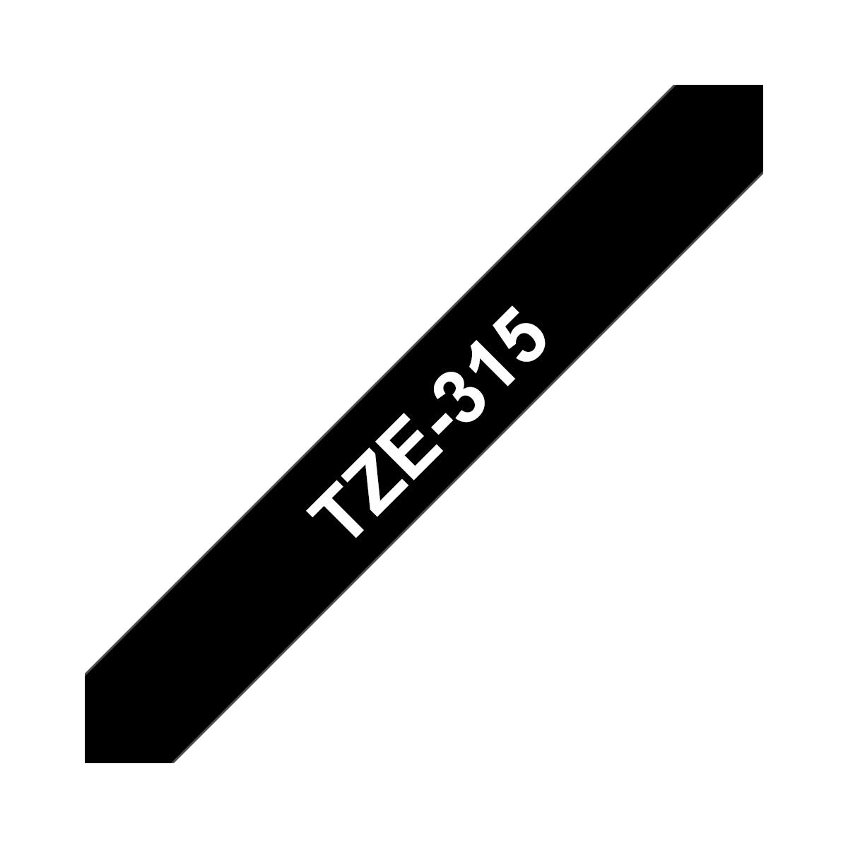 Nastro Compatibile Laminato Bianco su Nero (6mm X 8m) per BROTHER TZe-315
