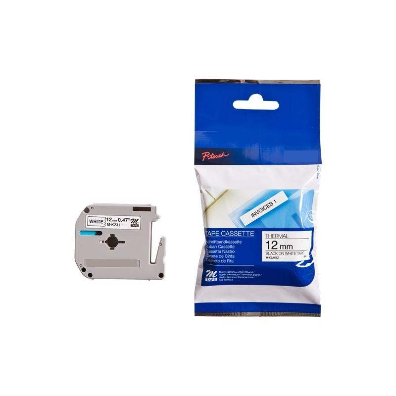 Nastro Compatibile Nero su Bianco (12mm X 8m) per BROTHER M-K231SBZ, M-K231S