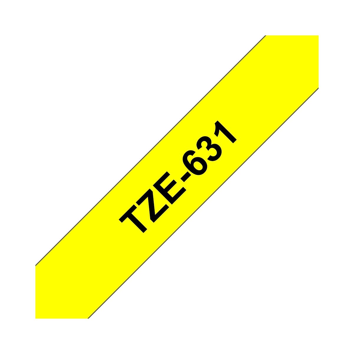 Nastro Compatibile Laminato Nero su Giallo (12mm X 8m) per BROTHER TZe-631