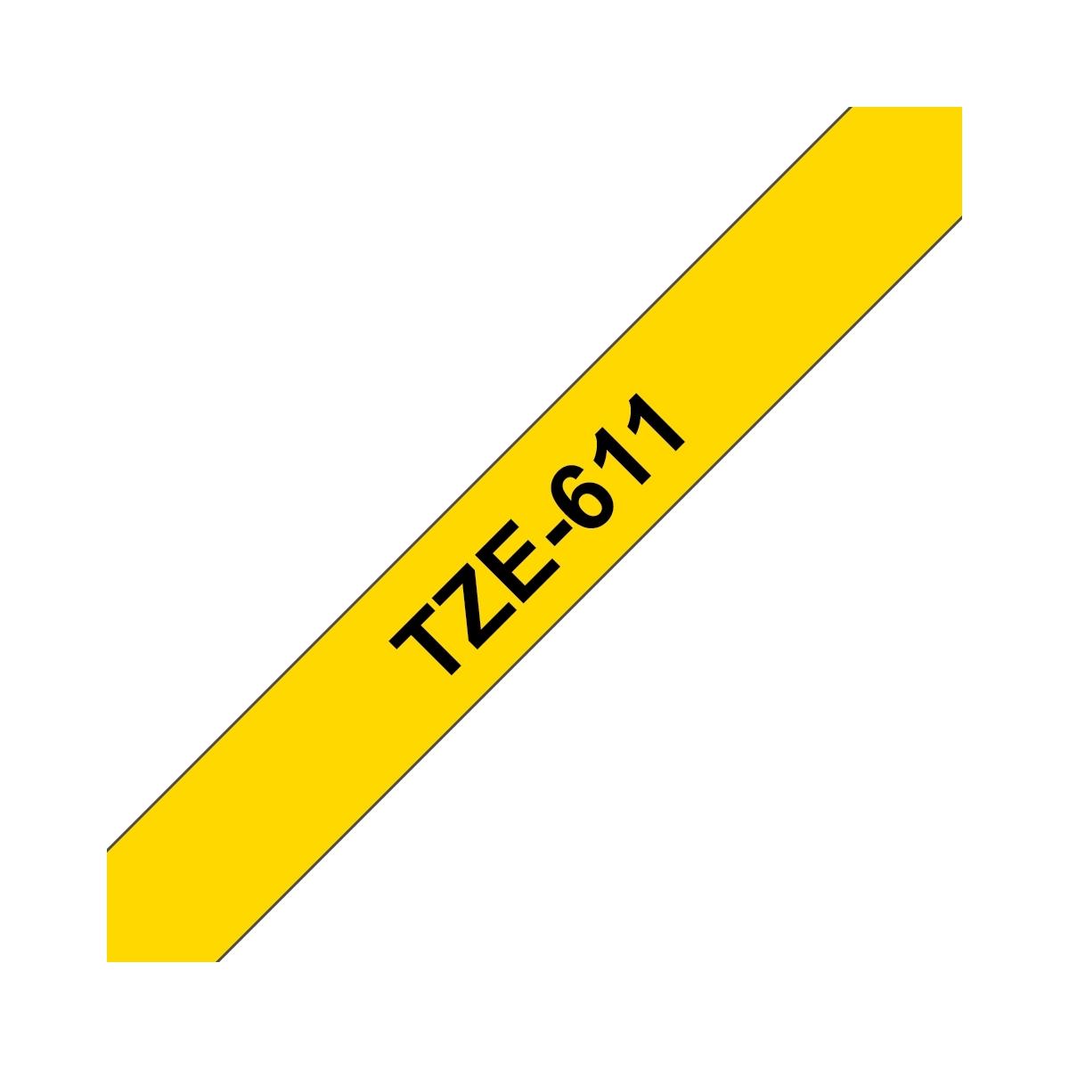 Nastro Compatibile Laminato Nero su Giallo (6mm X 8m) per BROTHER TZe-611