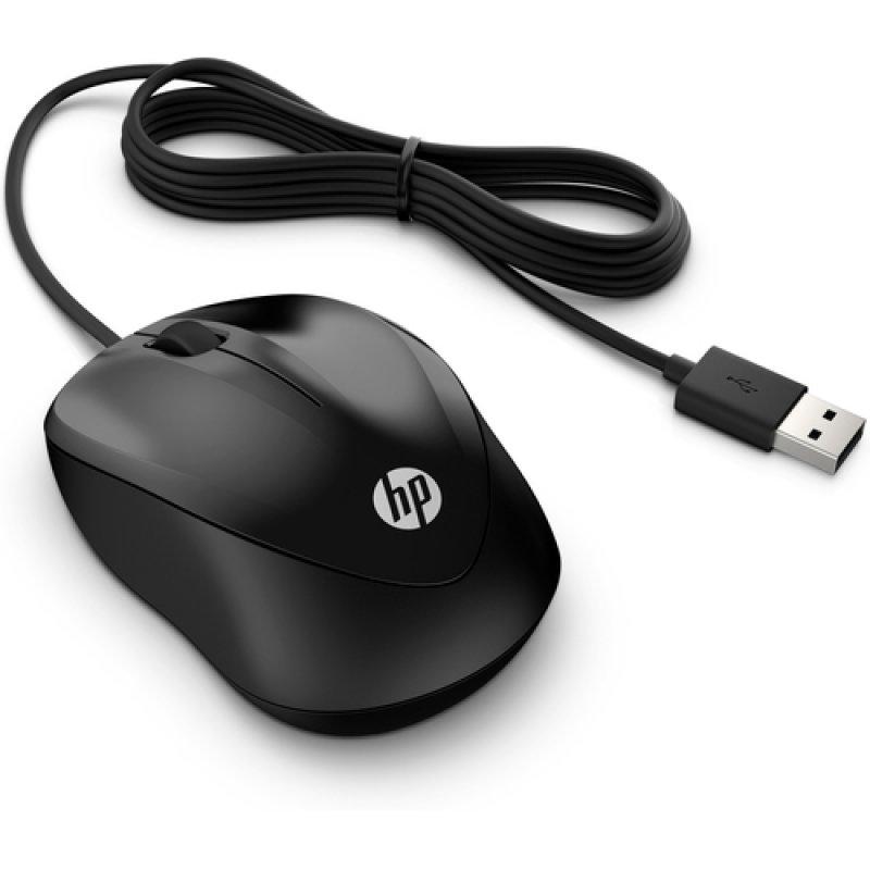 Mouse USB HP 1000 1200 dpi - 3 pulsanti - Uso ambidestro - Cavo da 1,50 m - Colore nero