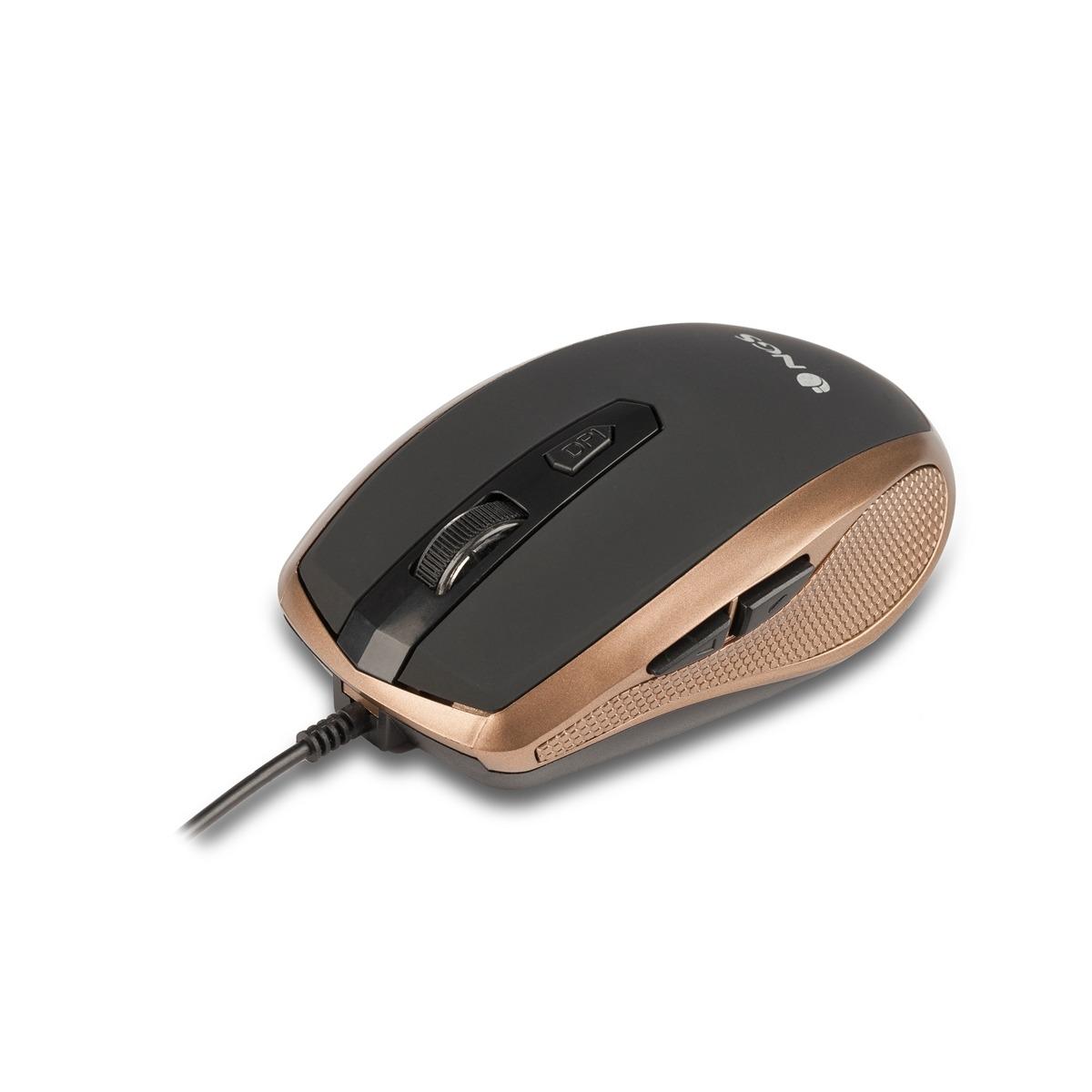 NGS Tick Mouse USB 1600 dpi - 5 pulsanti - Uso con la mano destra - Colore oro / nero