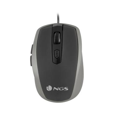 NGS Tick Mouse USB 1600 dpi - 5 pulsanti - Uso con la mano destra - Colore argento/nero