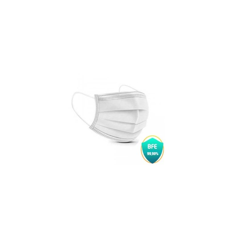 Mascherine chirurgiche monouso ProSafe Pack 40 Tipo IIR - BFE> 98% - Certificato CE - UNE EN 14683: 2019 + AC: 2019 - Made in Spain - Clip nasale regolabile - 3 strati - Colore bia