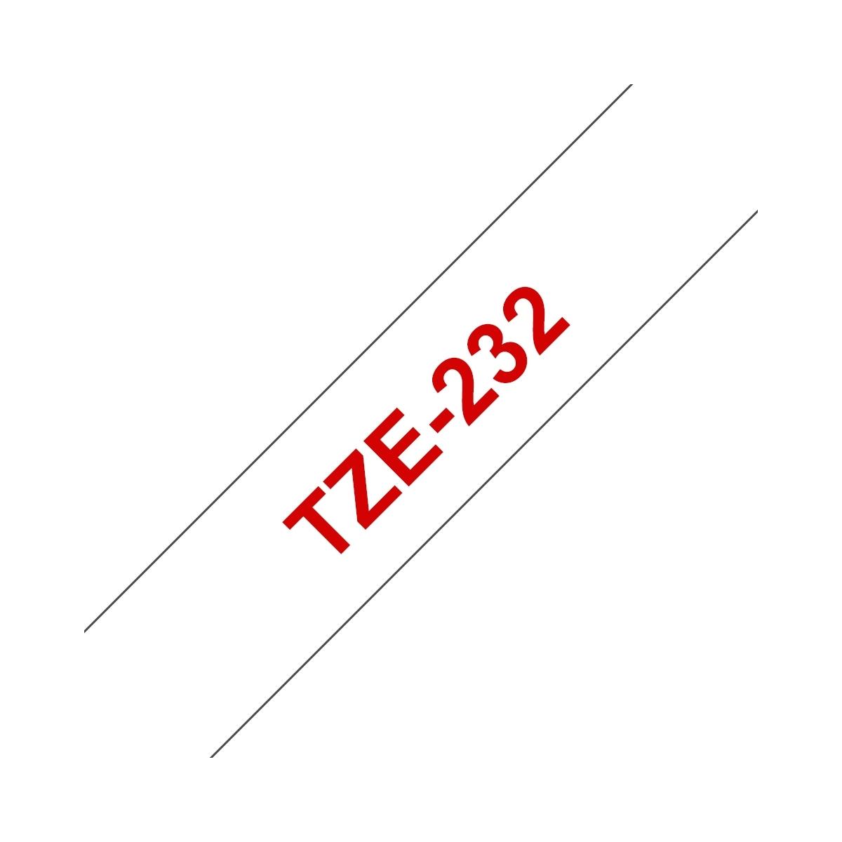 Nastro Compatibile Laminato Rosso su Bianco (12mm X 8m) per BROTHER TZe-232