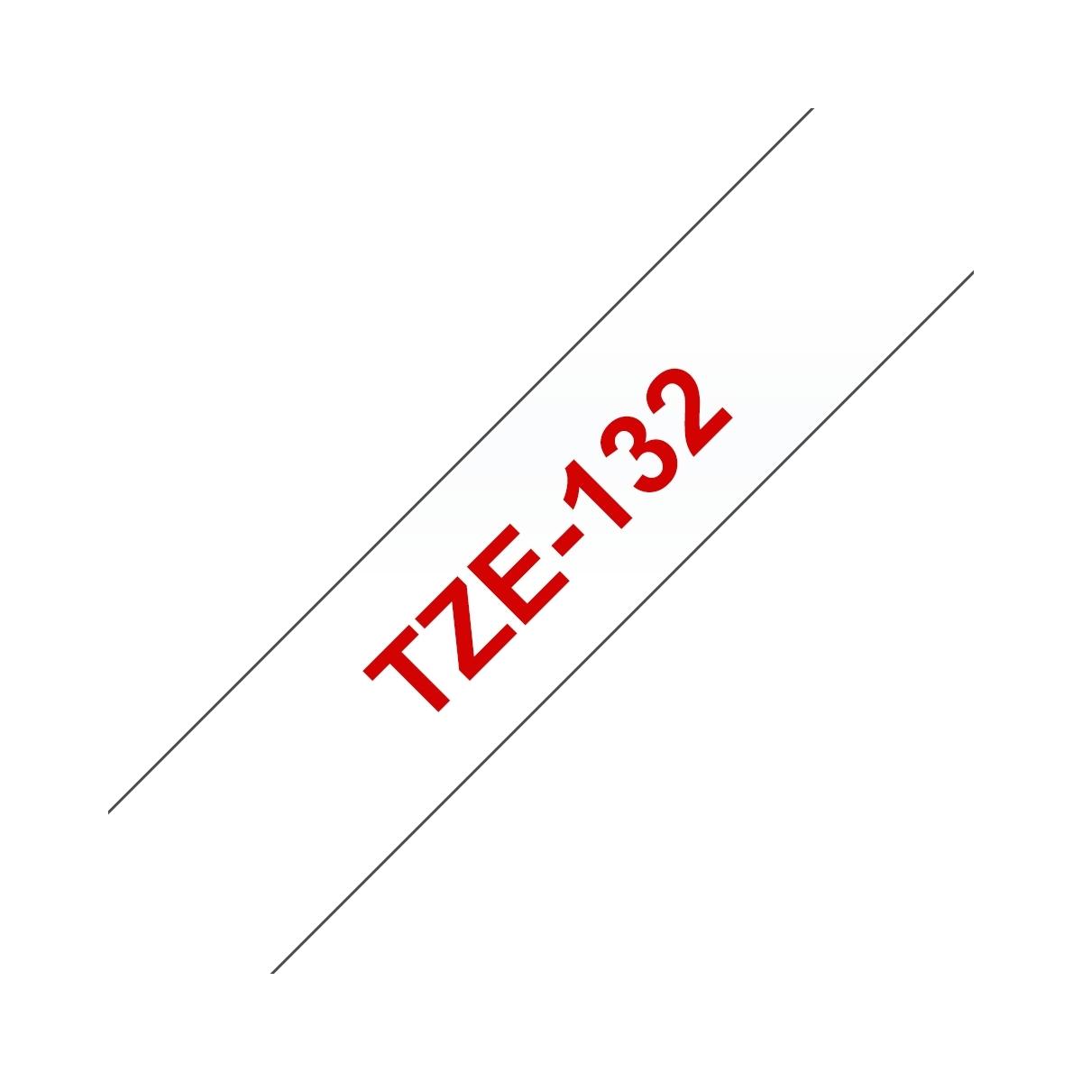 Nastro Compatibile Laminato Rosso su Trasparente (12mm X 8m) per BROTHER TZe-132
