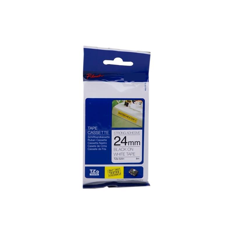 Nastro Laminato Nero su Bianco (24mm X 8m) per BROTHER TZ-S251, TZe-S251