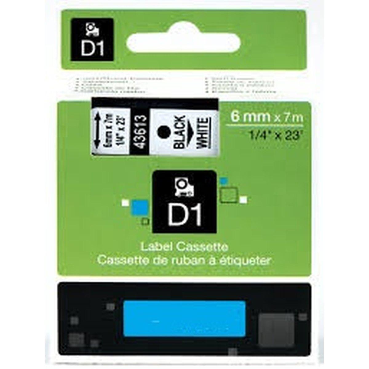 Nastro Nero su Bianco (6 mm X 7 m) per DYMO D1 (S0720780) 43613