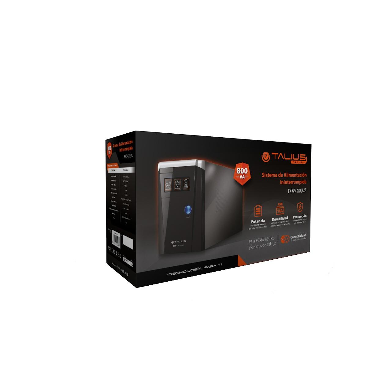 GRUPPO DI CONTINUITA' UPS Talius SAI 800VA - Funzione AVR - 2x Schuko - RJ45 / RJ11 - Backup 25 minuti