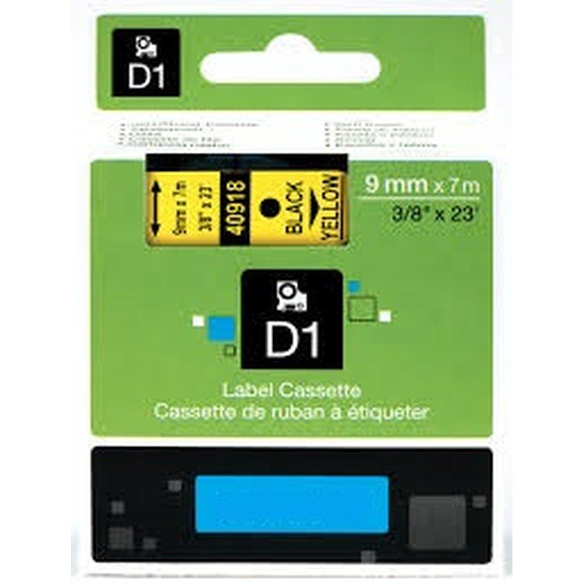 Nastro Nero su Giallo (9 mm X 7 m) per DYMO D1 (S0720730) 40918