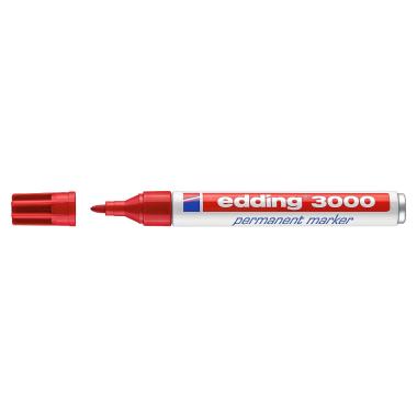 Pennarello indelebile Edding 3000 - Punta tonda da 1,5 mm - Corsa da 1,5 mm a 3,0 mm - Ricaricabile - Asciugatura istantanea - Colore Rosso