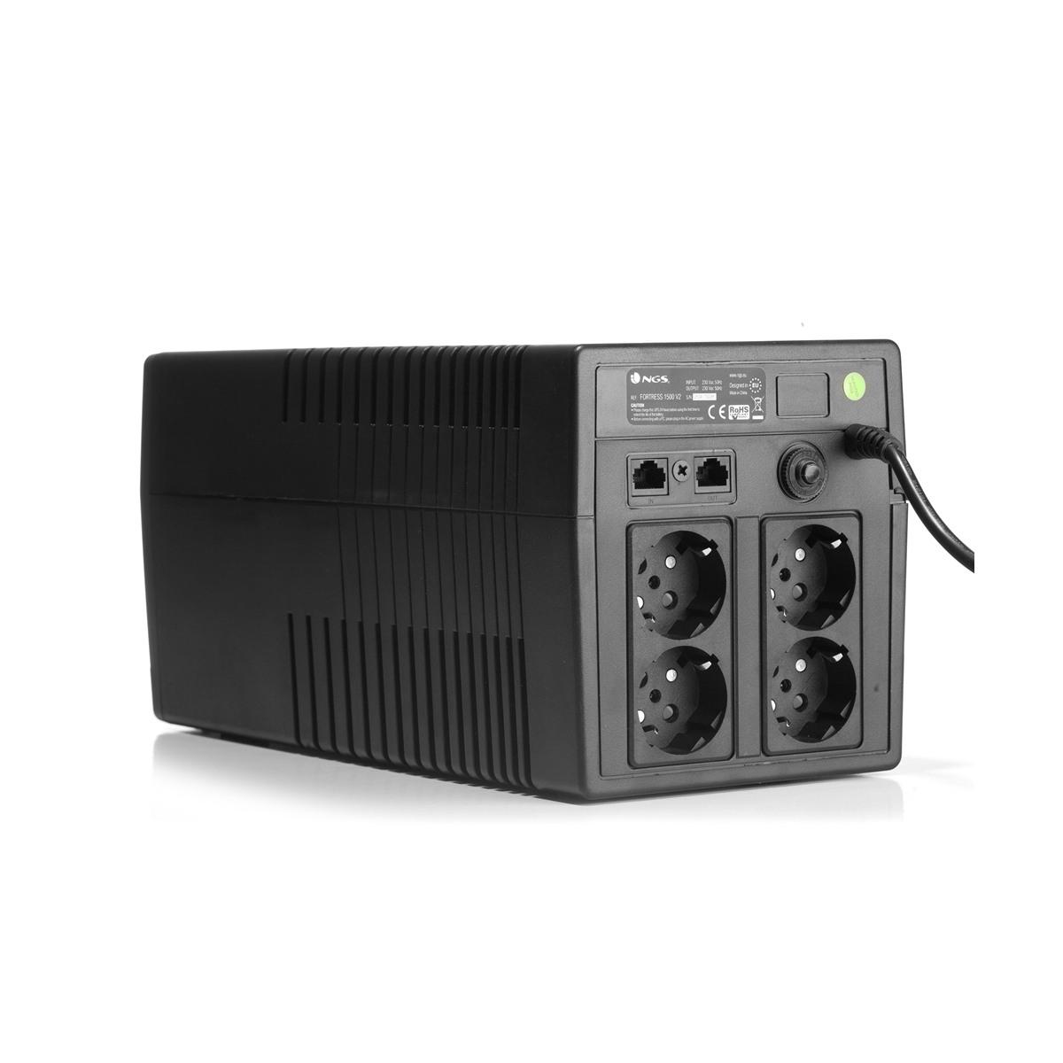 Gruppo di Continuita' UPS NGS Fortress 1500 V2 1200VA UPS 720W - Tecnologia Off Line - Funzione AVR - 4x Schuko - Protezione da sovraccarico e cortocircuito
