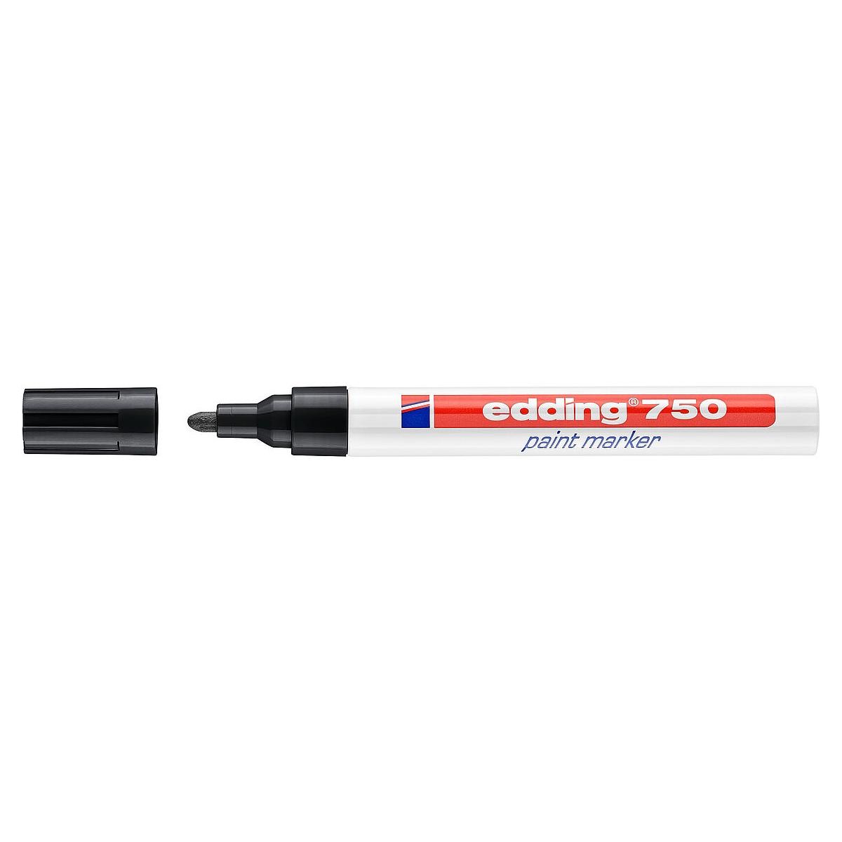 Edding 750 Pennarello indelebile - Punta Tonda - Corsa tra 2 e 4 mm. - Inchiostro opaco - Asciugatura rapida - Colore nero