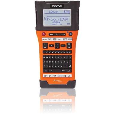 Brother PT-E550WVP Stampante Elettronica Portatile Professionale USB WiFi - Schermo LCD - 384 Simboli - Colore Nero/Arancione