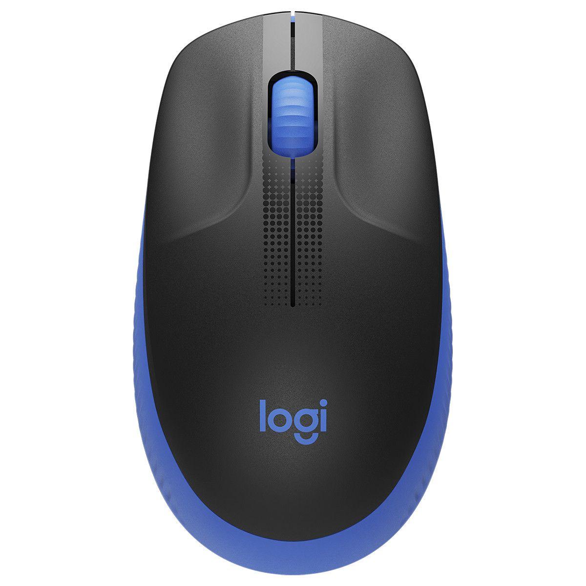 Logitech M190 Mouse Wireless USB Full Size 1000 dpi - 3 pulsanti - Grandi dimensioni - Uso ambidestro - Colore nero / blu