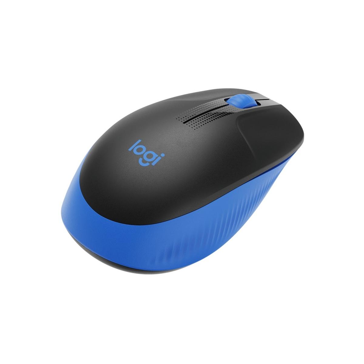 Logitech M190 Mouse Wireless USB Full Size 1000 dpi - 3 pulsanti - Grandi dimensioni - Uso ambidestro - Colore nero / blu