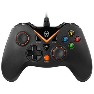 Krom Key Controller / Gamepad USB - 12 pulsanti - Retroilluminazione - Vibrazione - Compatibile con PC, PS3 e Android - Cavo 1,80 m - Colore nero