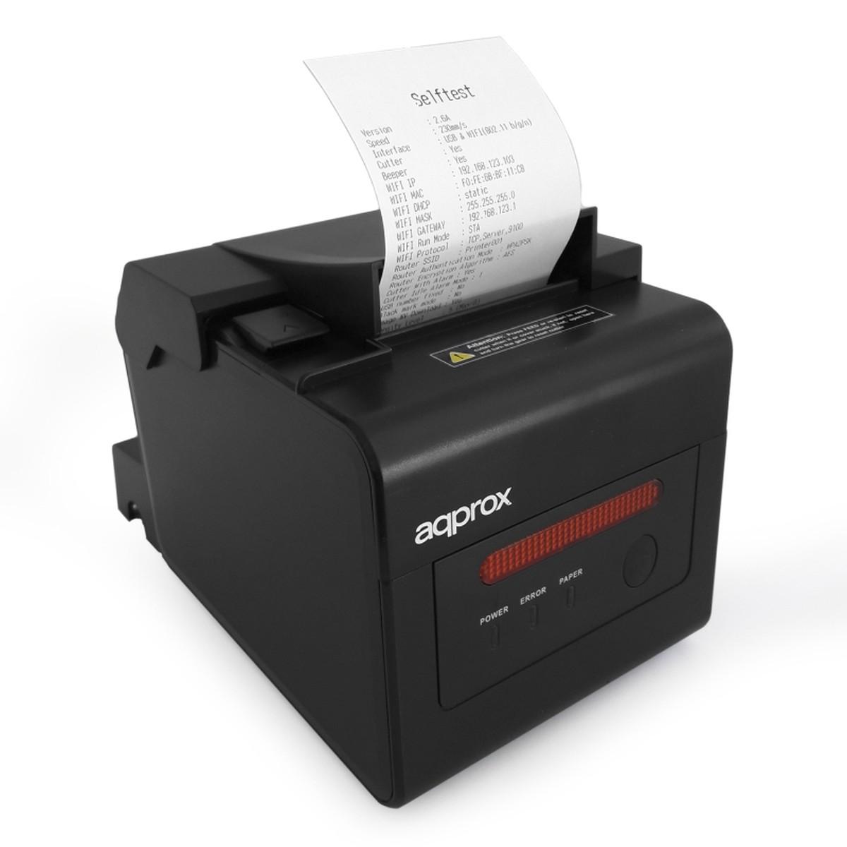 Stampante termica per scontrini WiFi APPROX - Risoluzione 203 dpi - Velocità 230 mm/s - USB, RJ11 - Taglio automatico e taglio manuale