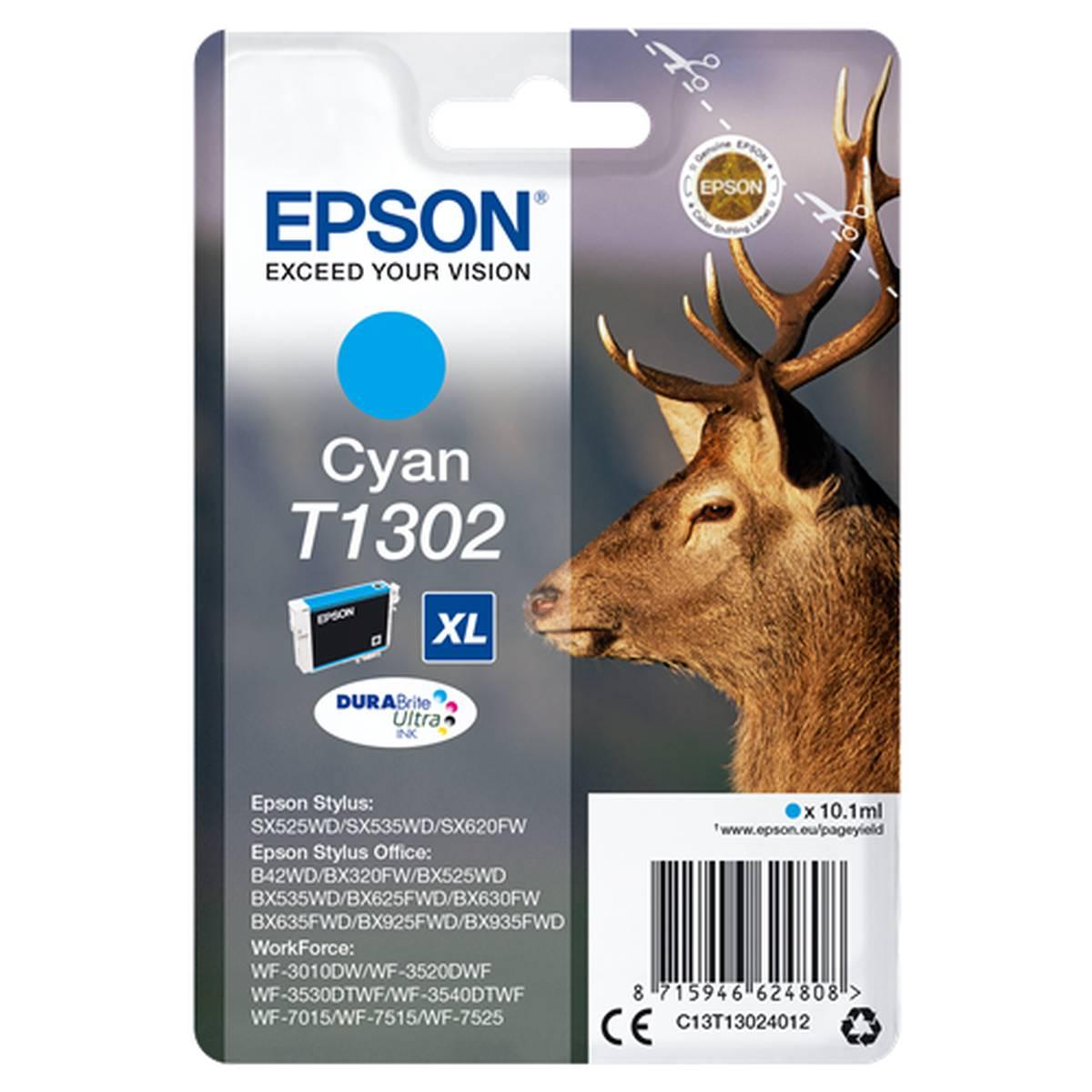 Cartuccia Originale (T1302) EPSON Stylus Office B42WD (755pag) CIANO