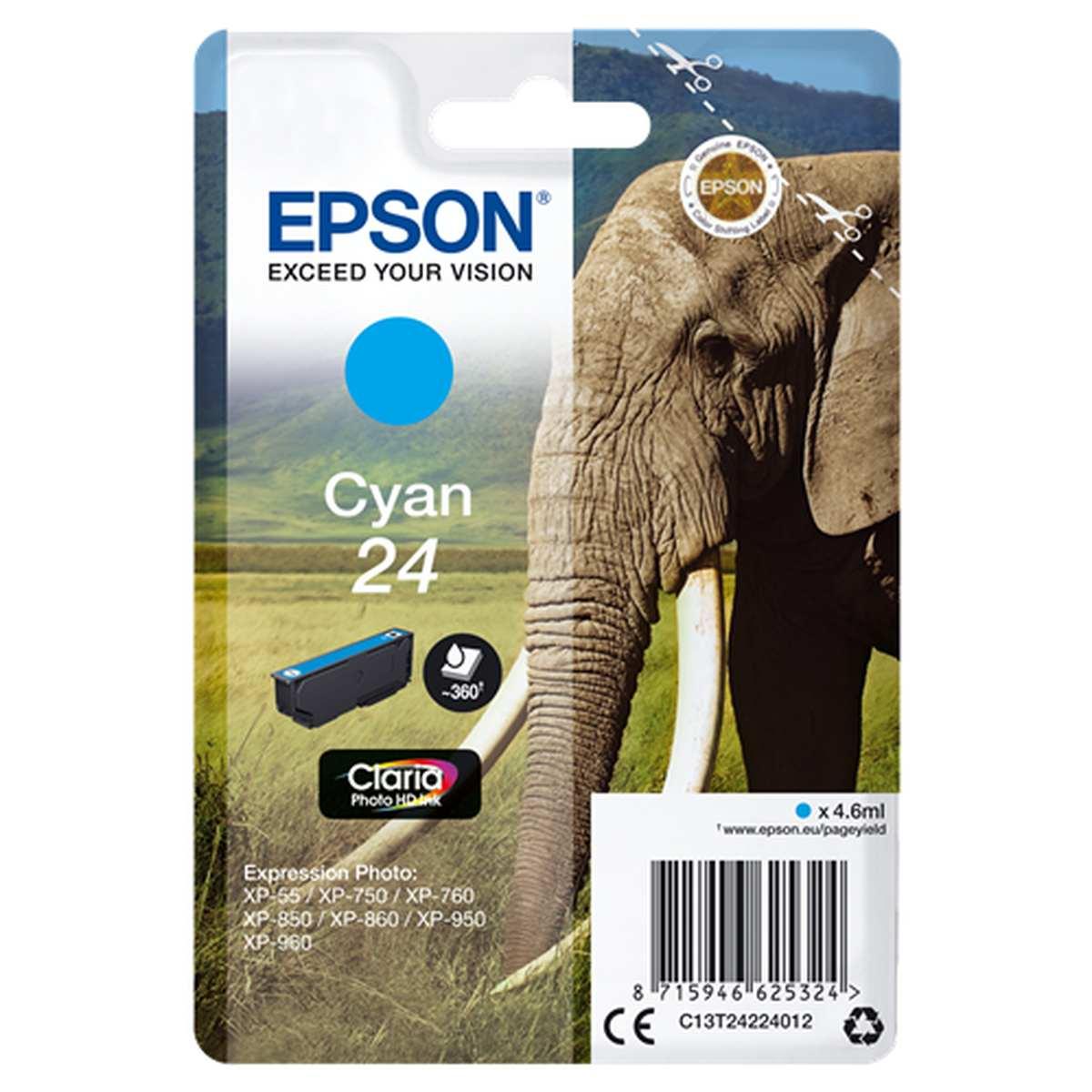 Cartuccia Originale (T2422, 24) EPSON XP750 (360pag) CIANO