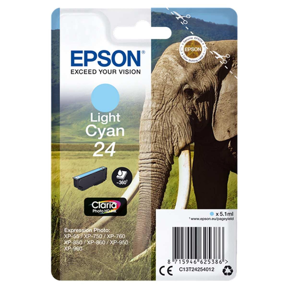 Cartuccia Originale (T2425, 24) EPSON XP750 (360pag) CIANO CHIARO