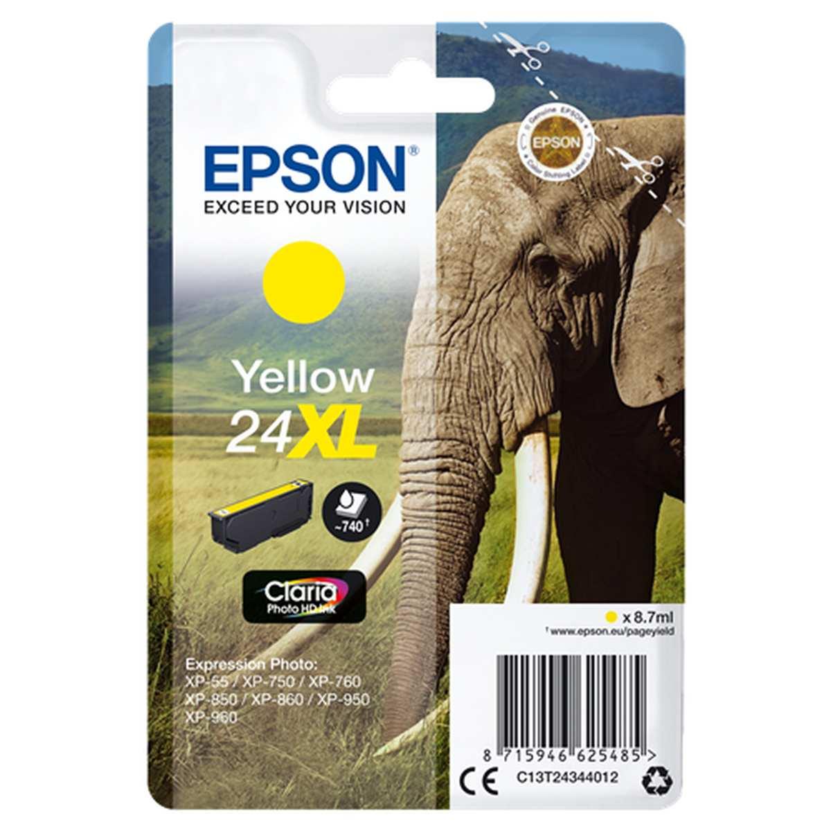 Cartuccia Originale (T2434, 24XL) EPSON Expression Photo XP750 (740pag) GIALLO XL