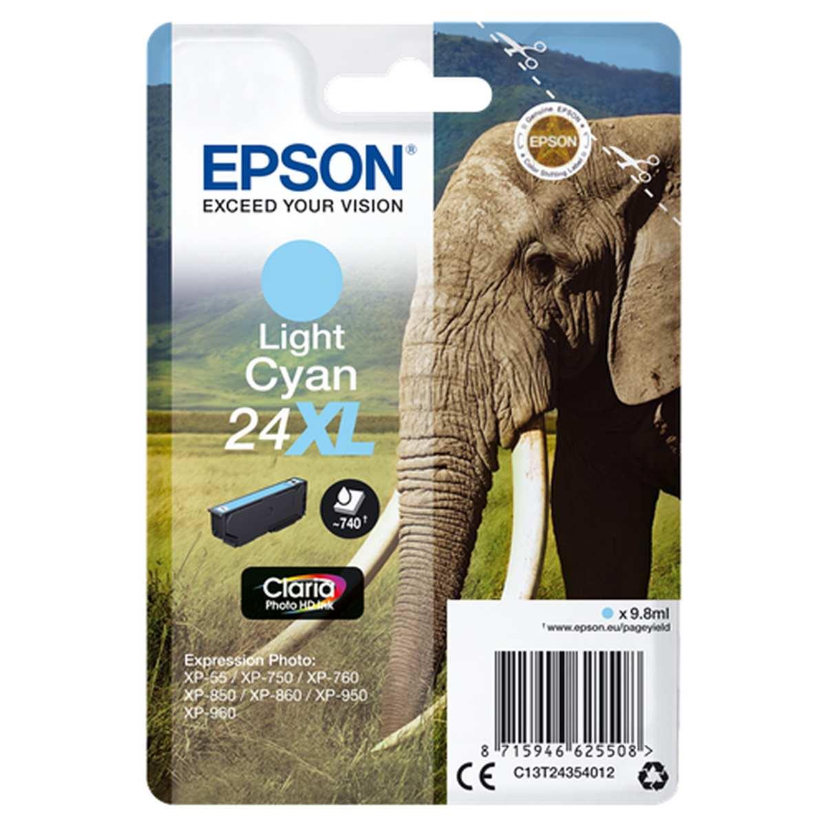 Cartuccia Originale (T2435, 24XL) EPSON Expression Photo XP750 (740pag) CIANO CHIARO XL