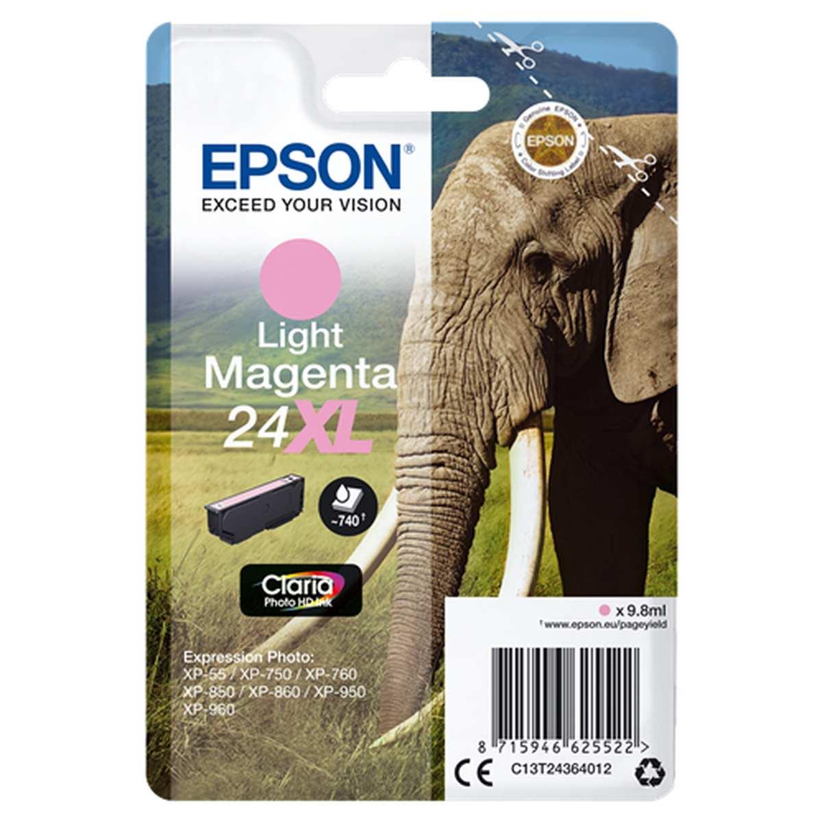 Cartuccia Originale (T2436, 24XL) EPSON Expression Photo XP750 (740pag) MAGENTA CHIARO XL