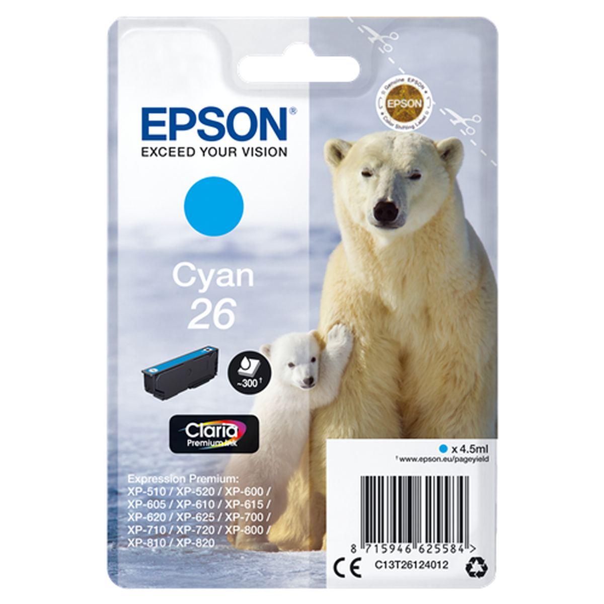 Cartuccia Originale (T2612,26) EPSON XP600 (300pag) CIANO