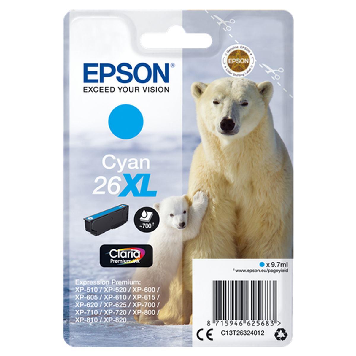 Cartuccia Originale (T2632,26XL) EPSON XP600 (400pag) CIANO XL