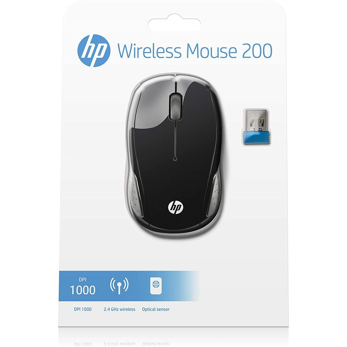 Mouse wireless HP 200 1000 dpi - 3 pulsanti - Uso ambidestro - Colore nero