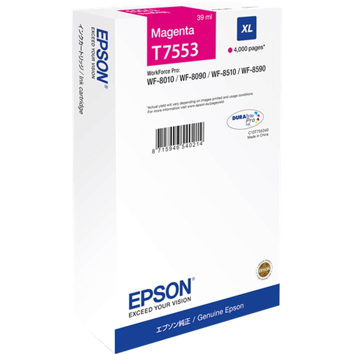 Cartuccia Originale (T7553) EPSON WorkForce Pro WF8010DW (4.000pag) MAGENTA XL