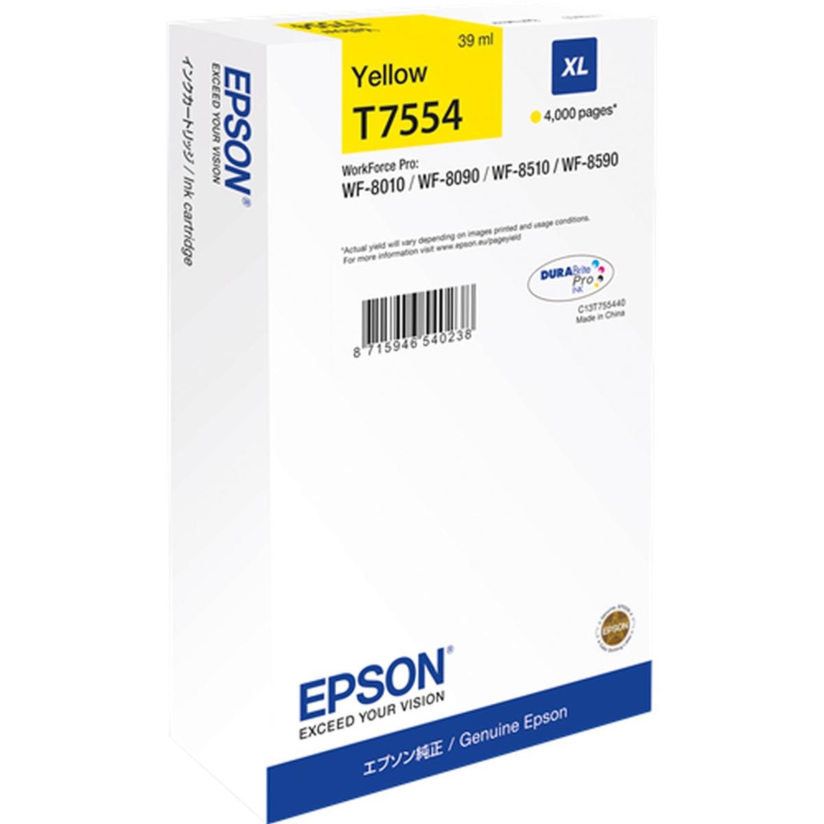 Cartuccia Originale (T7554) EPSON WorkForce Pro WF8010DW (4.000pag) GIALLO XL