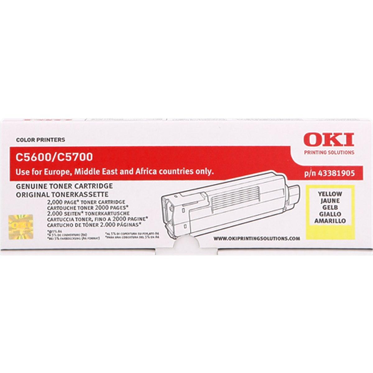 Toner Originale (43381905) OKI C5600, C5700N (2K) GIALLO