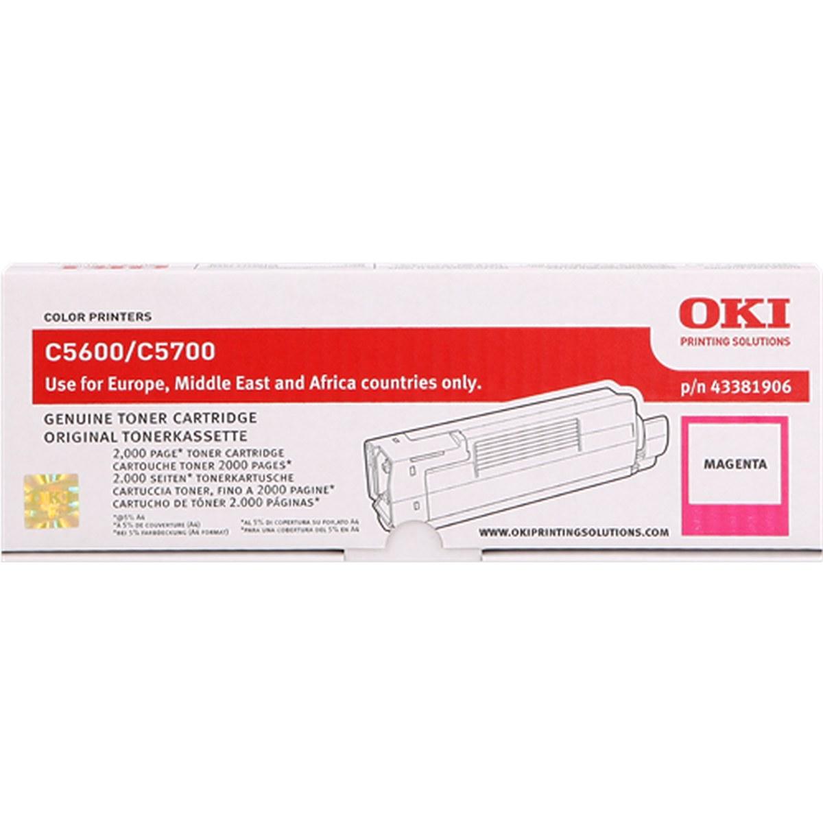Toner Originale (43381906) OKI C5600, C5700N (2K) MAGENTA