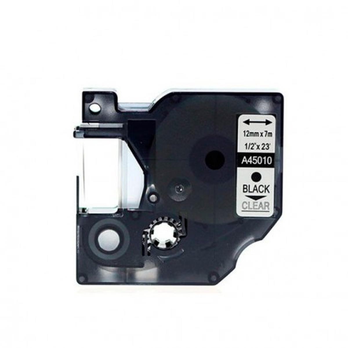 Nastro Nero su Trasparente (12 mm X 7 m) per DYMO D1 (S0720500, 45010)