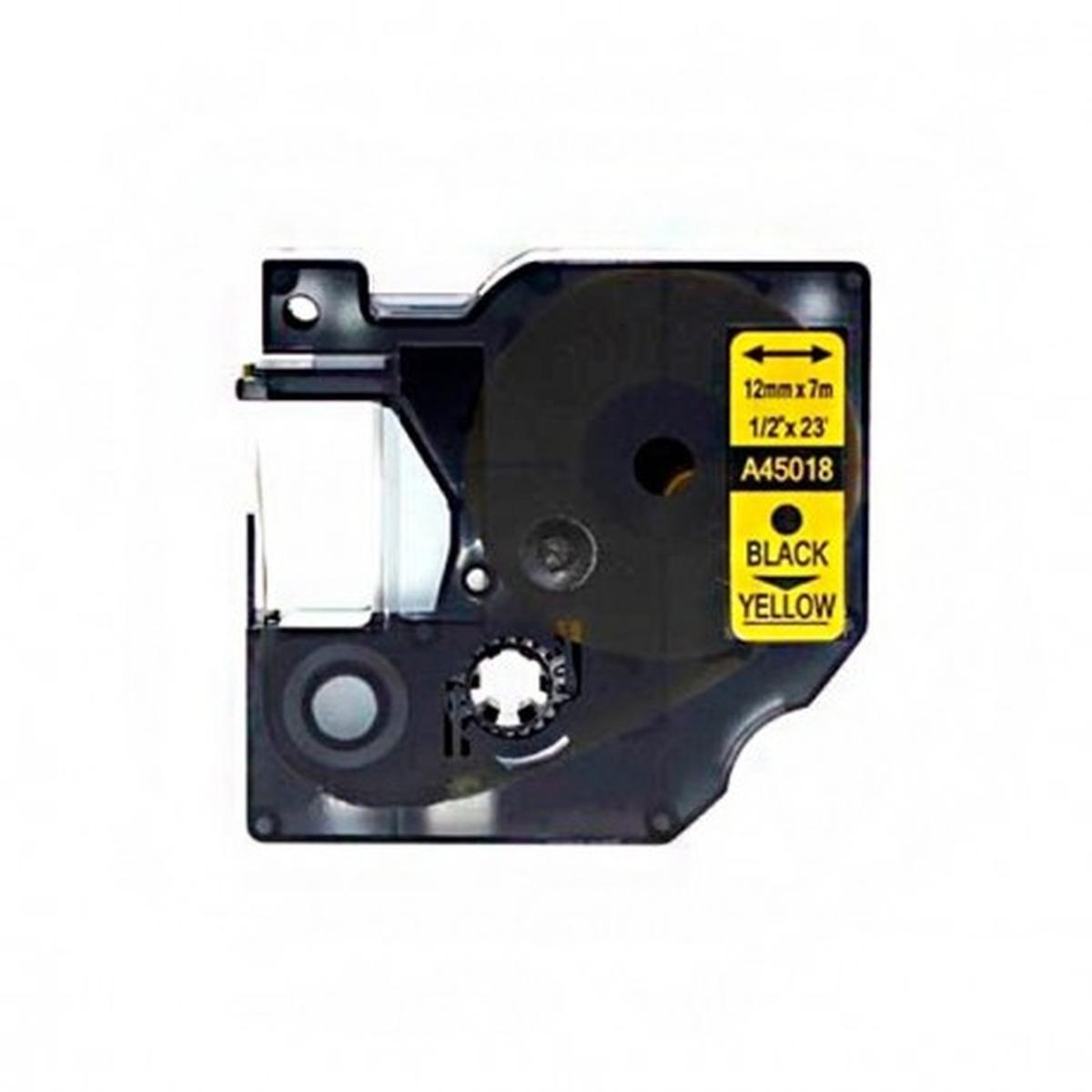 Nastro Nero su Giallo (12 mm X 7 m) per DYMO D1 (S0720580, 45018)
