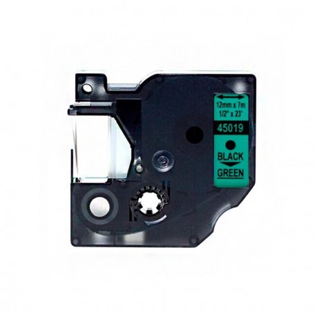 Nastro Nero su Verde (12 mm X 7 m) per DYMO D1 (S0720590, 45019)